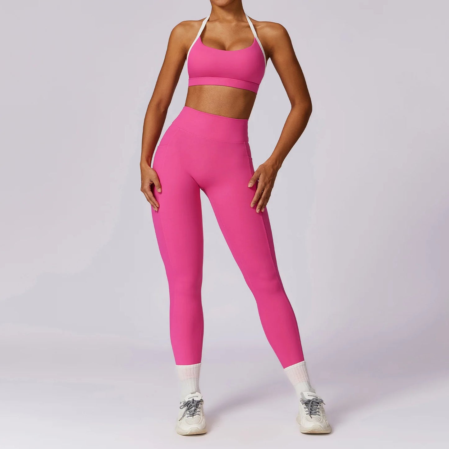 Women Tracksuit Yoga Set 2PCS Sport Suit GymWorkout Clothes Long Sleeve Gym Crop Top High Waist Leggings Fitness Bra Sports Wear