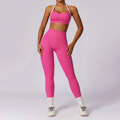 Women Tracksuit Yoga Set 2PCS Sport Suit GymWorkout Clothes Long Sleeve Gym Crop Top High Waist Leggings Fitness Bra Sports Wear