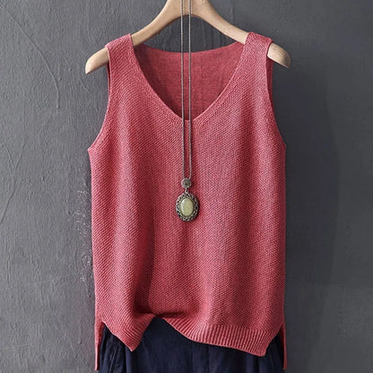 BLUSAS MUJER DE MODA 2024 BLUSE KVINNER Summer ermeløs strikket bluse skjorte kvinner klær v-hals bluse kvinner topper skjorter c855