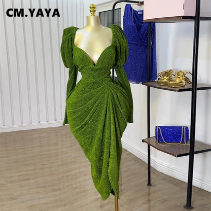 CM.yaya feminino manga longa sem alças RUCHED MINI MIDI DRESS 2025 Vestidos de férias de verão de verão Festa de vestidos sexy vestidos sexy