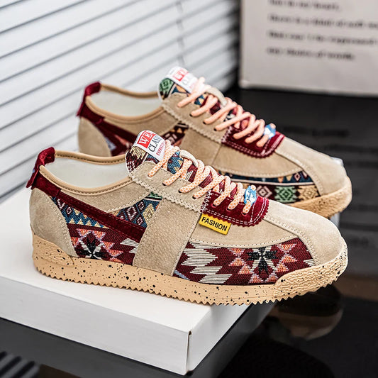 Trend New Men Ethnic Style Flat Shoes Fashion Designer Print Sneaker Men Casual Shoes Breathable Low Sneakers Man zapatos hombre