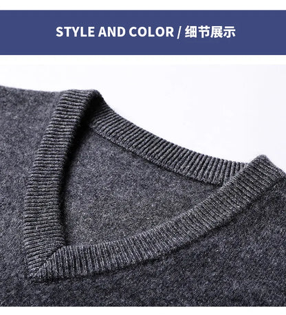Cashmere Cotton Blend Classic V-Neck Pullover Men Sweater 2025 Autumn Winter Work Casual All-match Jumper Male Knitted Sweaters