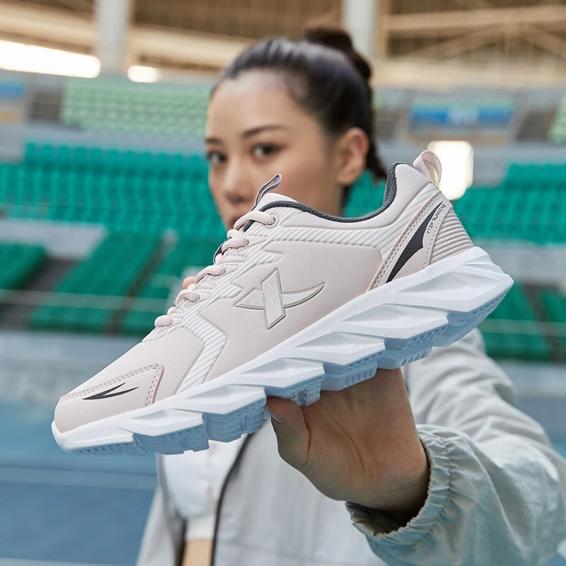 Xtep Running Shoes Non-Slip Soft Women's Sports Shoes Leather Upper Shock Absorption Female Sneakers For Women 879318110073