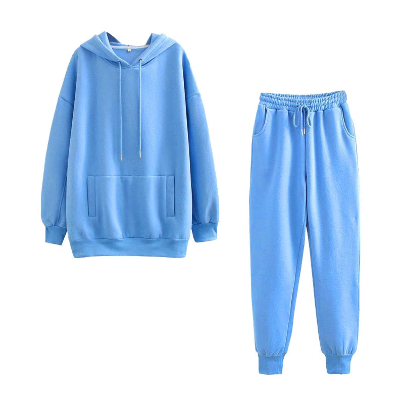 Žene tracksuit casual kapuljače dukserice hlače set salon nošenje sportskog odijela 2pcs jesenska zimska odjeća s kapuljačom zgužvane setove