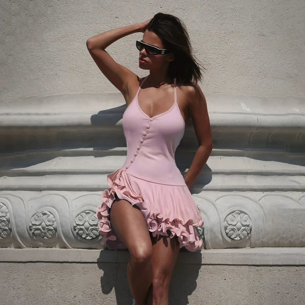 Asbobe Women's A-Line Bodycon Mini рокля Ръф