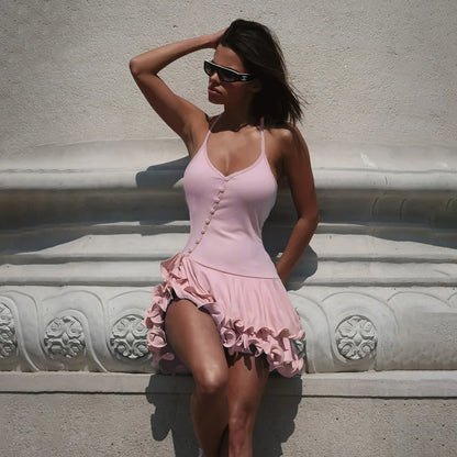 Asbobe Women's A-Line Bodycon Mini рокля Ръф