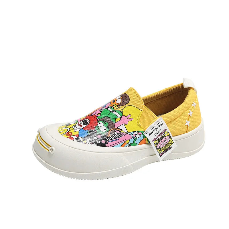 Plataforma de mujeres zapatos vulcanizados 2024 Mujer nueva gruesa Suele de mocasines Fashion Graffiti zapatillas para al aire libre zapatos deportivos