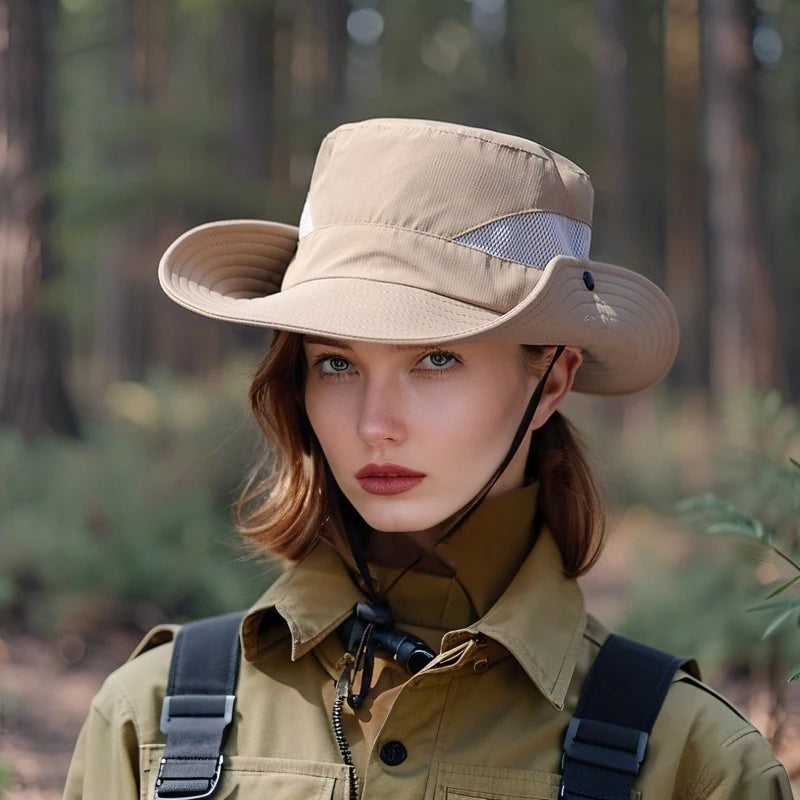 Spring summer sunshade hat Ladies outdoor fishing Mountaineering fisherman hat Breathable large brim sun hat