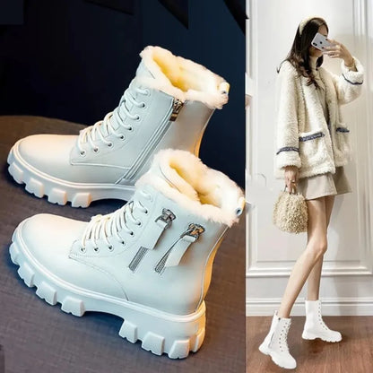 2023 Top Quality Women's Fashion Snow Boots  Natural Fur Warm Ankle Boots Waterproof Warm  Women Winter Boots Shoes