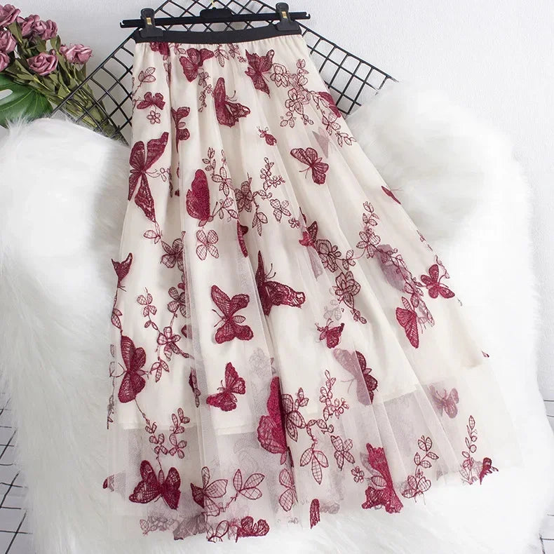 Woman Clothing Casual Elegant Summer Embroidery Streetwear Party Y2k Skirt Fashion Clothes Vintage Long Skirt Ethnic Style