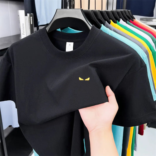 High-end Quality Men's T-shirt 100Cotton O-Neck Pattern Embroidery Short Sleeve Summer New Fashion Trend Half Sleeve Men's Wear