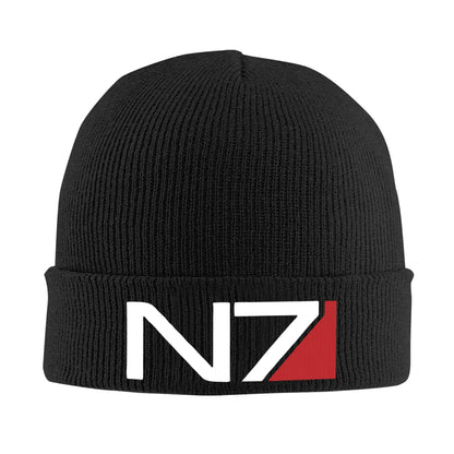 Mass Effect N7 Knit Hat Beanie Winter Hats Warm Acrylic Hip-Hop Caps for Men Women Gifts