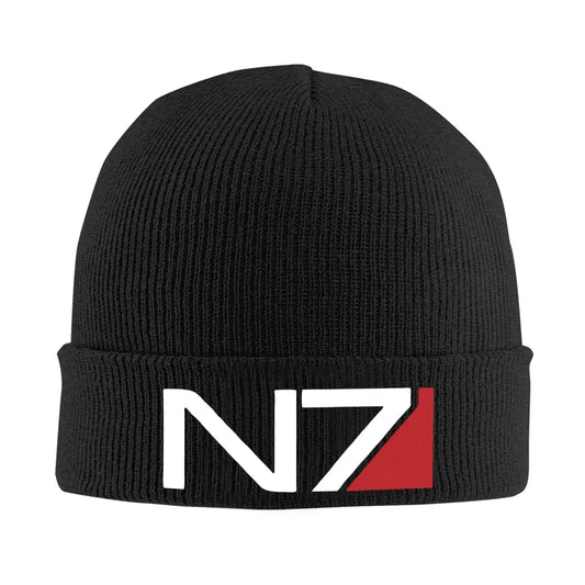 Mass Effect N7 Knit Hat Beanie Winter Hats Warm Acrylic  Hip-hop  Caps for Men Women Gifts