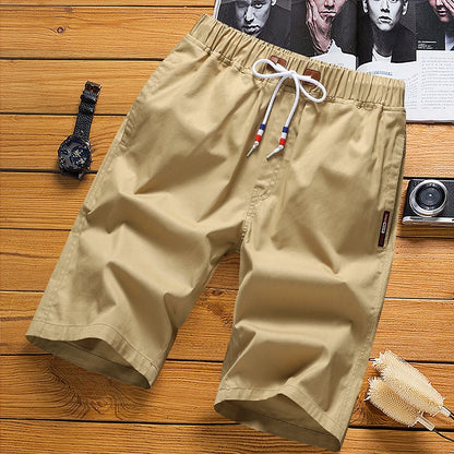 6XL White Shorts Men Summer Cotton Knee Length Shorts Bermudas Korean Fashion Elastic Waist Drawstring Short Pants