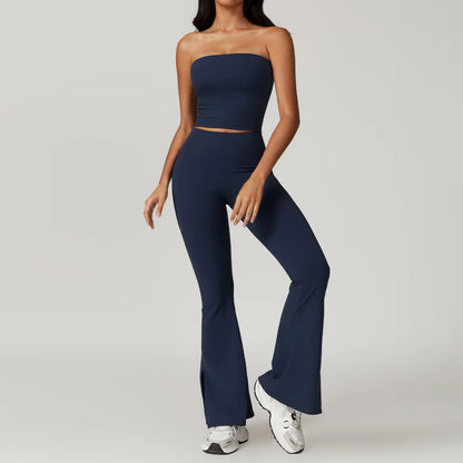 Women's Clothes 2pcs Gym Yoga Suit Sports Set Workout Tracksuit Breathable Sexy Bra Fitness Bell-bottoms Leggings Athletic Wear