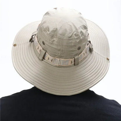 Sommer Männer Eimer Hut Outdoor UV Schutz Weites Schwim Panama Safari Jagd Wanderhut Mesh Fisherman Hut Strand Sonnenschutzmütze