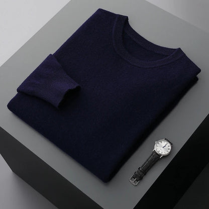 Mvlyflrt 100% puro suéter de lana merino para hombres tops de columna de cuello redondo otoño suéter de color sólido delgado versátil básico
