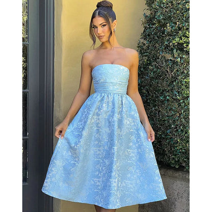 NIDANSSI White Jacquard Pleated Evening Party Dress Women Robes Backless Elegant Sexy Dress Bodycon Long Summer Dress Vestidos