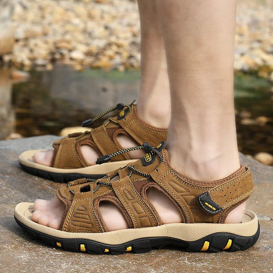 2025 Summer New High-End Trendy Men's Casual Sandals | Large Size 46-47 Outdoor Sports Non-Slip Beach Shoes