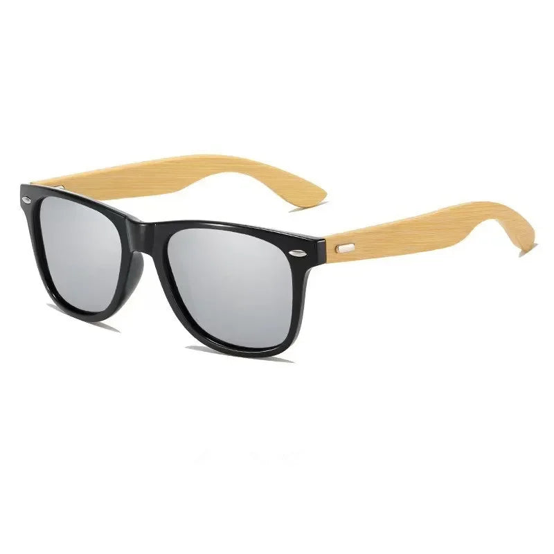 Bamboo bois vintage carré de lunettes de soleil polarisées masculin