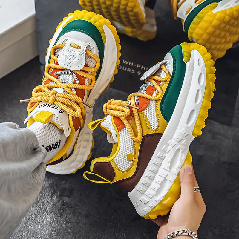 Vinter løbesko til mænd Chunky Sneakers Work Wear Man Athletic Herre Tennis Platform Fodtøj Trends 2025 Komfort Skateboard