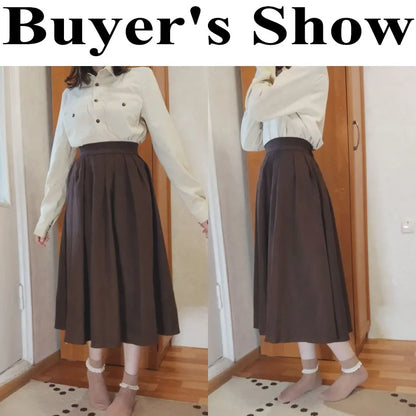 Lucyever Vintage Brown High mitti Pleated Pil