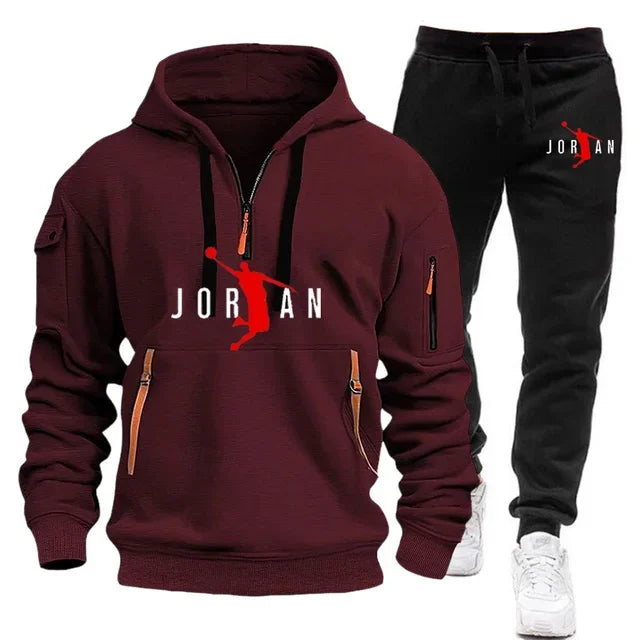 2025 Autumn and winter new trend men's blazer + Tracksuit pants Fashion casual jogging print sportswear outdoor sportswear