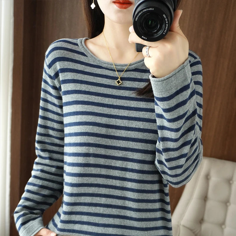 Femei Pulover 100% din bumbac ondulat cu b-gât pullover toamna iarna tricot casual îmbrăcăminte modă cu fundul moale de blaturi de pulover