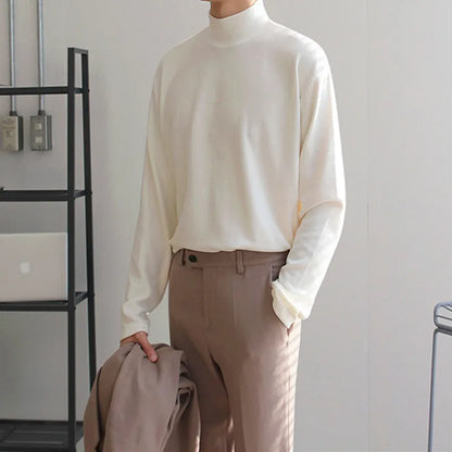 Yasuk Spring Autumn Winter Solid Casual Plush Turtleneck Men's Loose Bottom Double Faced Velvet Sweater Simple Warm BigSize
