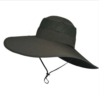 Mannen 15 cm breed grote randzon hoed emmer hoed snel drogen UV -bescherming vissen hoed zomer nieuwe outdoor waterdichte visserscap