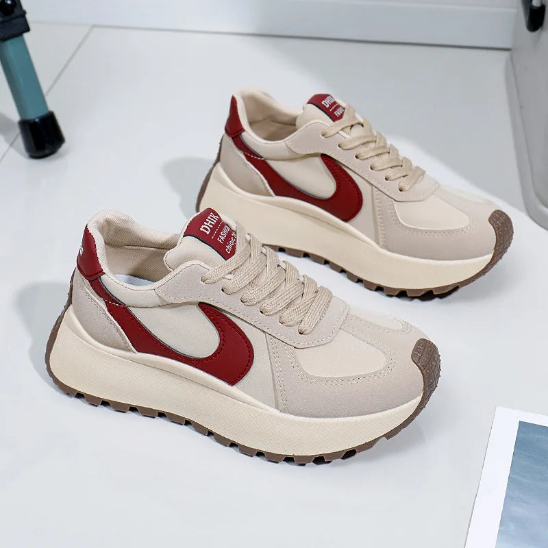 Women Flats Disual Sport Sneakers الخريف أزياء جديدة المشي Comort Women Outdoor Comort Lace-Up Runninng Shoes Zapatillas Mujer