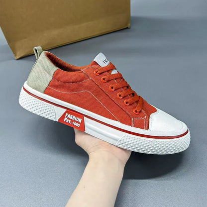 Men's New Sports and Casual Canvas Board Shoes Soft Soles Men's Trendy Lace Up Breathable Versatile Spring and Autumn Sneakers