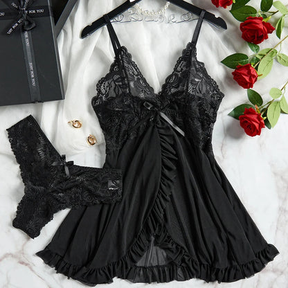 Tiulle Supengers Znakomite kobiety Lencerias Lace V-Neck Biecid Bielid