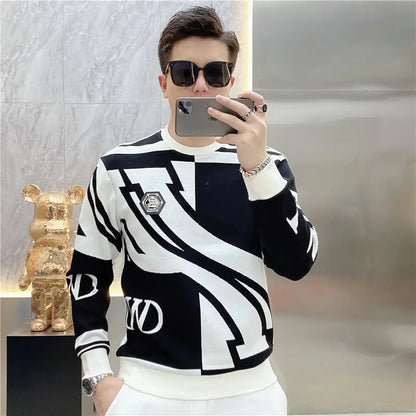Tendencia versátil otoño nuevo imprenta de cuello de ojo de los hombres insignia de color de contraste