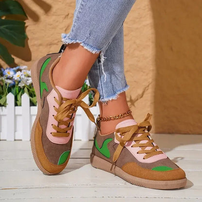Sneakers Women Fashion Platform Casual Single Shoes Breathable Flat Bottom Lace Up Lightweight Sneakers Shoes Zapatos De Mujer