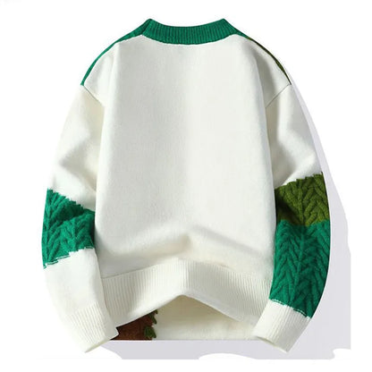 Talvimuotipusero miehet Patchwork Casual Knit Pullovers Mens paksu lämmin harajuku löysä neulotut puserot O-kaula-katuvaatteet