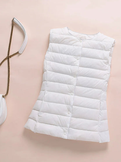 0-10℃ Ultralight Down Vest Women 2024 New Autumn Winter Female Duck Down Waistcoat Puffer Feather Padded Sleeveless Warm Jackets