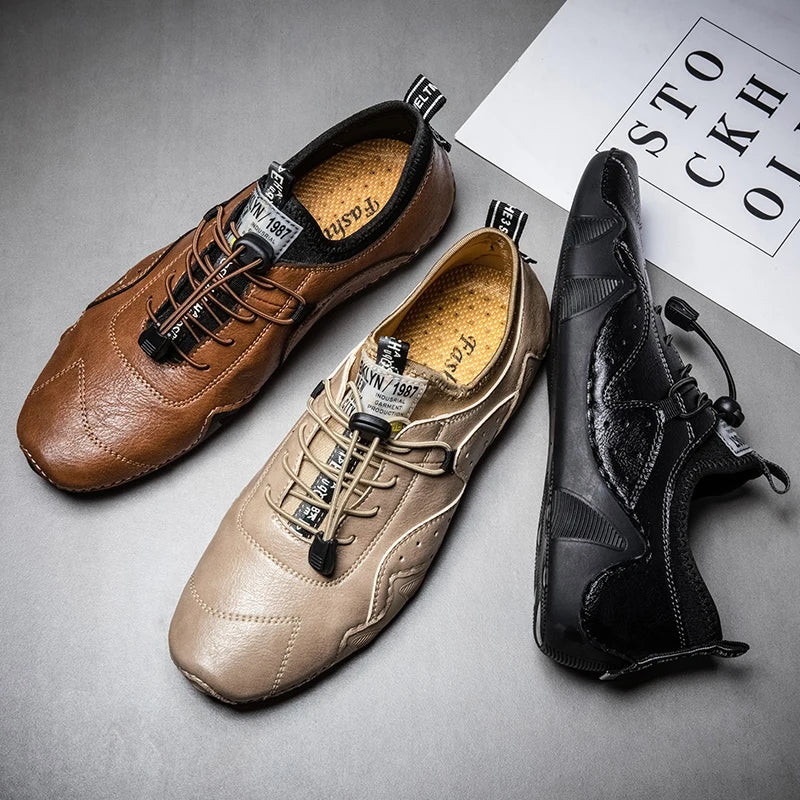 Läder casual sneakers för män som kör skor 2024 Nytt mode i vattentäta män Doug lyxklänning loafers skor skor skor