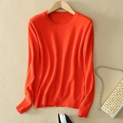 2025 Autumn Winter Sweater Women Long Sleeve O-neck Knit Tops Solid Slim Fit Bottoming Shirt Korean Fashion Pullovers Knitwears
