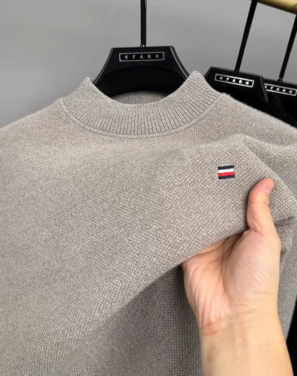 A suéter de malha de ponta de malha redondo pescoço de outono masculino e inverno bordar boutique boutique espessada e quente pulôver casual