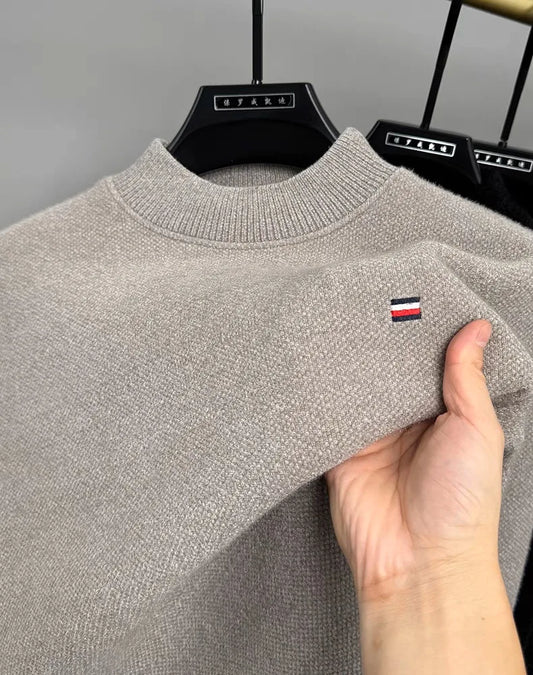 High end brand knitted sweater round neck men's autumn and winter custom embroidery boutique thickened warm top casual pullover