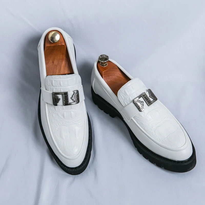 Witte loafers heren feest en zakelijke loafers dik opgeloste mannen kledplatform schoenen comfortabel slip-on mode nieuwe casual schoenen
