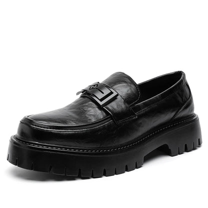 Menns skinn uformelle sko tykk soled loafers Spring høst Ny stil Simple Black Men's Business Work Shoes Big Size ： 38-48