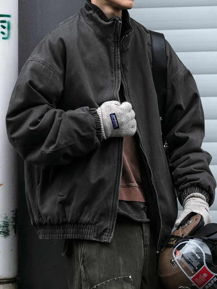 Chaqueta de vellón polar vintage japonesa hombres invierno chaqueta gruesa de alta calidad