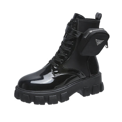 Women Boots Motorcycle Casual Shoes New Woman Leather Minimalist Classic Punk Female Mary Jane Goth Shoes Platform Boots Women