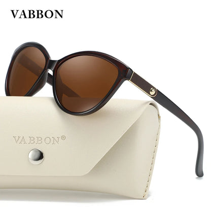 Vabbon nieuwe zonnebrillen voor dames trendy ronde gezicht persoonlijkheid ingelegde lederen gepolariseerde zonnebrillen retro UV -bescherming 8632