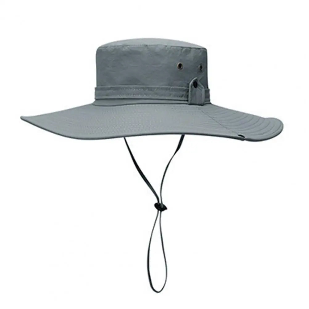 Fisherman Hat Wide Brim Solid Color Lace-Up Design Men Women Outdoor Hat Versatile Sun Protection Basin Hat