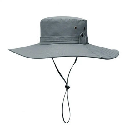 Fisherman Hat Wide Brim Solid Color Lace-Up Design Men Women Outdoor Hat Versatile Sun Protection Basin Hat