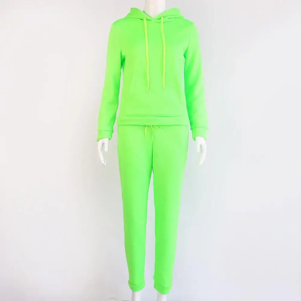 BKLD Autumn Two Pieces Set For Woman Casual Tracksuit Noen Green Long Sleeve Hoodies+High Waist Pants Ladies Outfits Sweatsuit