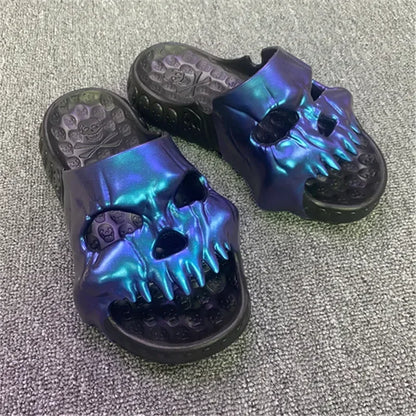 Skull Slipper Demon Y2k Platform Cloud Summer Beach Sandal Slides Flip Flop Men Male Non Slip Indoor Outdoor Soft Shoe Home 2025